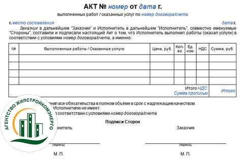 Акты выполненных работ при содержании общего имущества многоквартирного дома